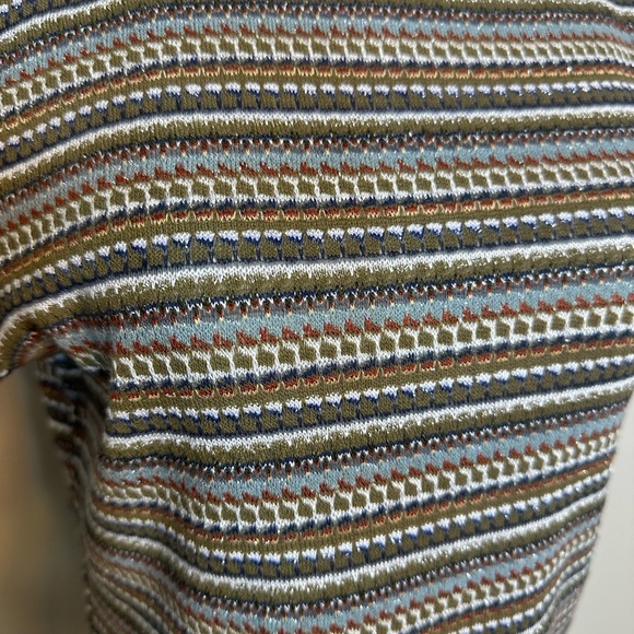 Sz S Bobeau short sleeve top knit warm tones print - Picture 4 of 6